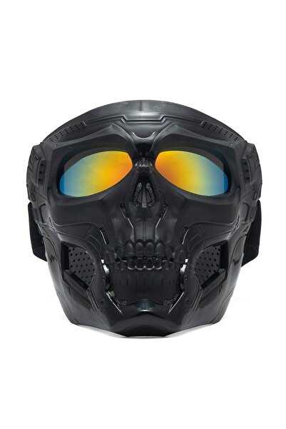 Choice4 Black red lenses Motorcycle skull mask wind goggles outdoor sports ri...