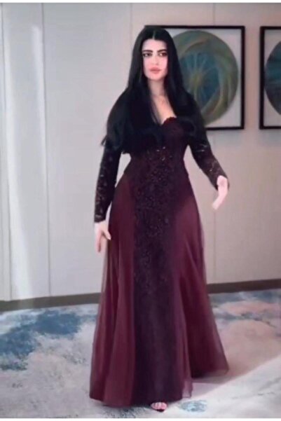 NALA FASHION ✨ Luxurious burgundy evening dress with lace and tulle ✨