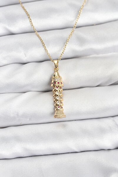norsary 316L Steel Chain Gold Color Fish Model Zircon Stone Women's Necklace