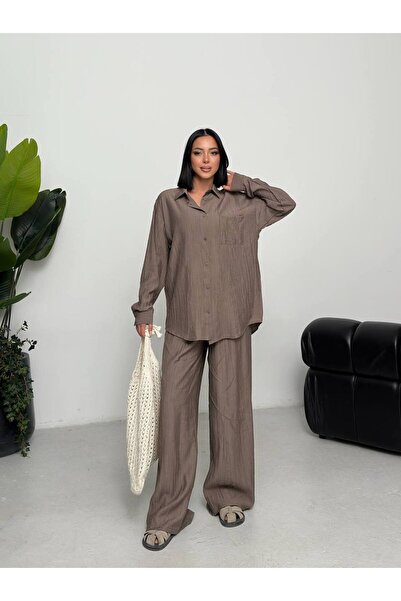 Tarzımızbir Shirted Suit Made of Strawberry Fabric, Top and Bottom, Is Halal.