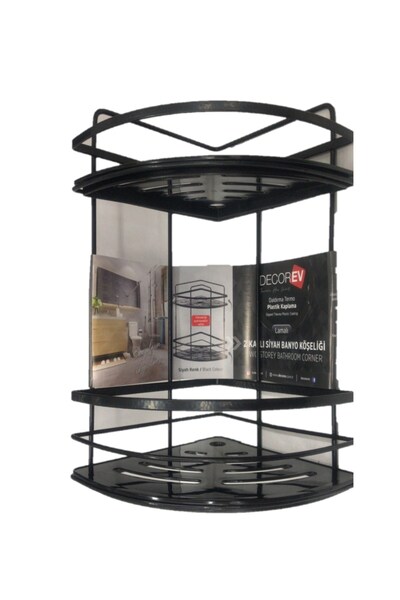 JASPER 5921 Γωνιακή θήκη μπάνιου με κρυστάλλινο κάλυμμα, διπλής στρώσης, μαύρο