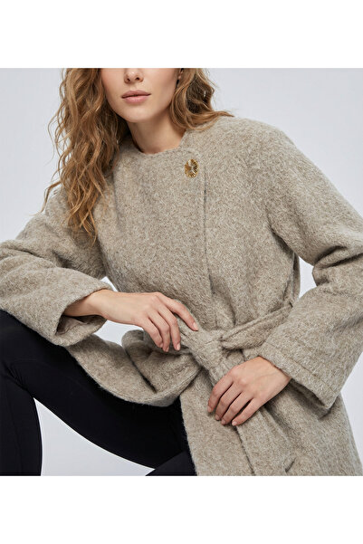 MİYALORA Astarlı Tek Düğmeli Kemerli Sakallı Ceket