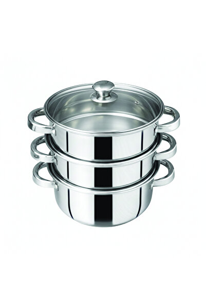 Winsor 3 Tier Stainless Steel Induction Steamer with Steam Vent Glass Lid 20C...