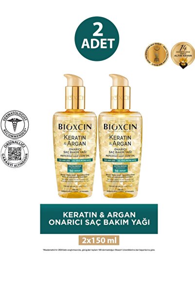 Bioxcin Saç Bakım Yağı Onarıcı Keratin & Argan 150 ml 2 Adet