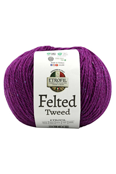 Etrofil Felted Tweed %50 Organik Merino Yünü %25 Baby Alpaka %25 Viskoz 100 g...