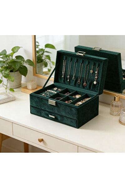 EHOME Women Jewelry Box Lockable 3 Layers Large Jewelry Organizer Storage Cas...