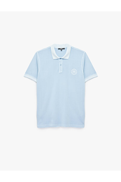 Koton Regular Fit Embroidered Short Sleeve Cotton Polo Neck T-Shirt