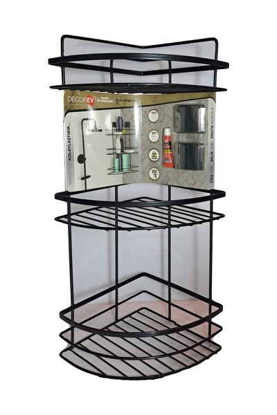 JASPER 5924 Banyo Köşeliği Kristal Lamalı Üç Katlı Siyah