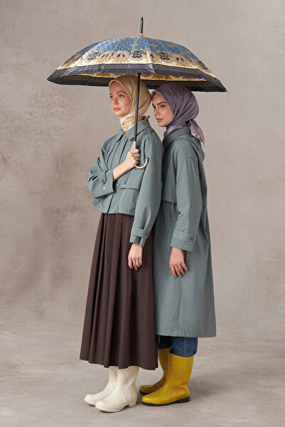 Tuğba File Detaylı Yağmurluk - Mint