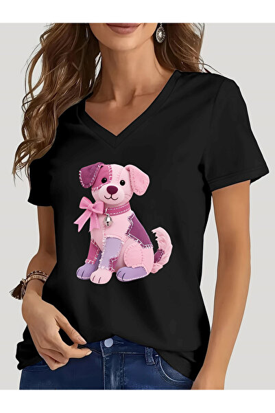 mercoledi T-SHIRT SA V-IZREZOM I ŠIROKIM KROJOM SA CARETTA PRINTOM