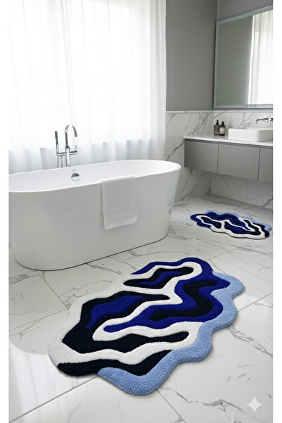 TUFTY FRIEND Banyo Halısı 2’li Set Modern Desen, Yumuşak Kaymaz Taban