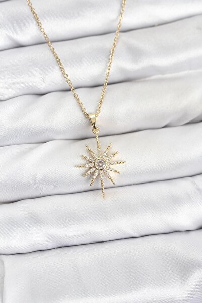 norsary 316L Steel Chain Gold Color Polar Star Model Zircon Stone Women's Nec...