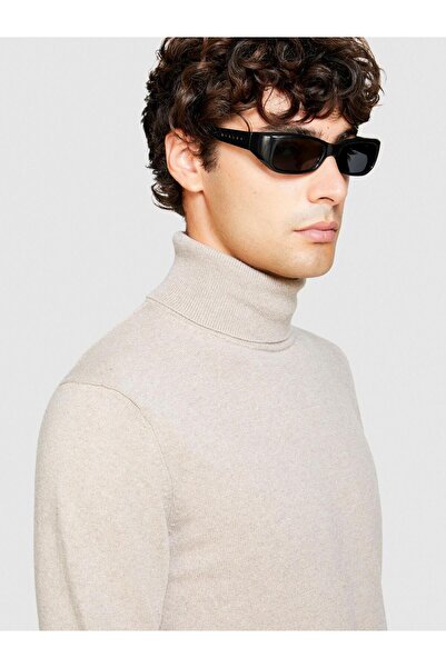 Sisley Cashmere Blend Stand Collar Sweater Men's Beige Sweater - 323A102Hs2177