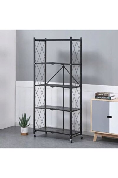 Rovitech Metal Storage Shelf, Foldable, on Wheels, 5 Shelves, 72x34x163 cm, B...