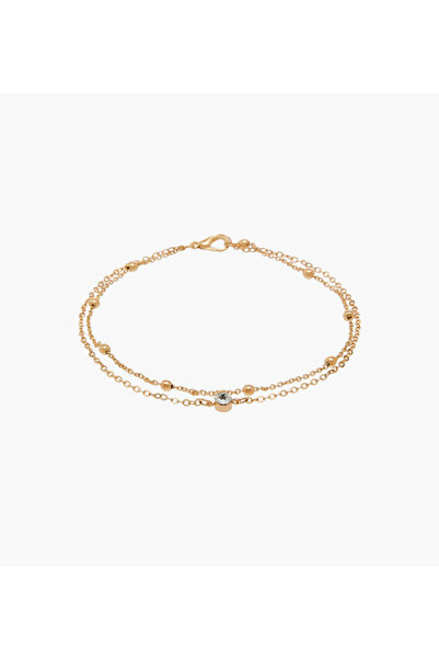 Lifestyle Gold Plated Stone Embellished Layered Anklet
