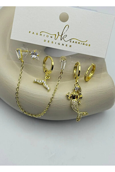 BİJU YILMAZ Vip 6-Piece Gold Earrings - 25-Vip181