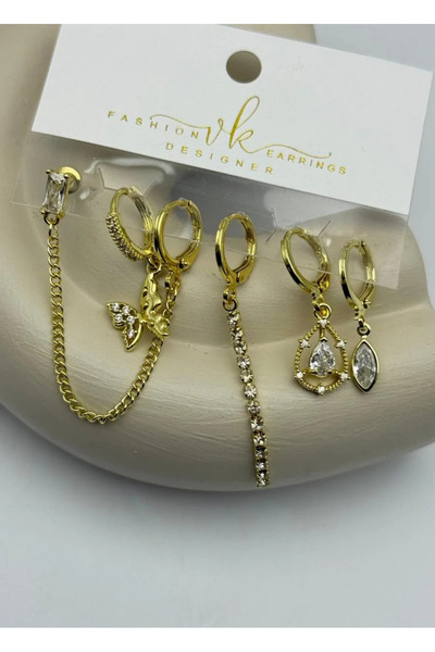 BİJU YILMAZ Vip 6-piece gold earring set - 25-vip168