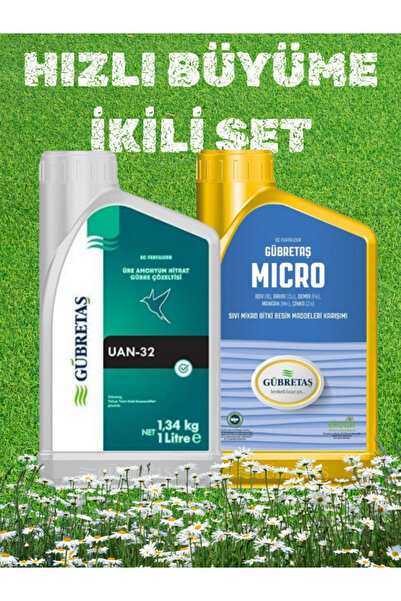 GÜBRETAŞ HIZLI BÜYÜME İKİLİ SET UAN32 1LT - MİCRO 1 LT Bitki Çiçek Ağaç Çim B...