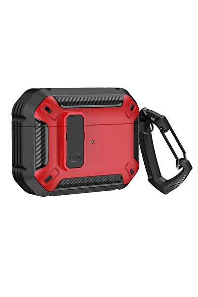 OEM Red Armor Case with Carabiner for Apple AirPods 4 - Durable Protection