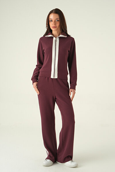 Rays Plum Striped Cardigan Trouser Set 3085A