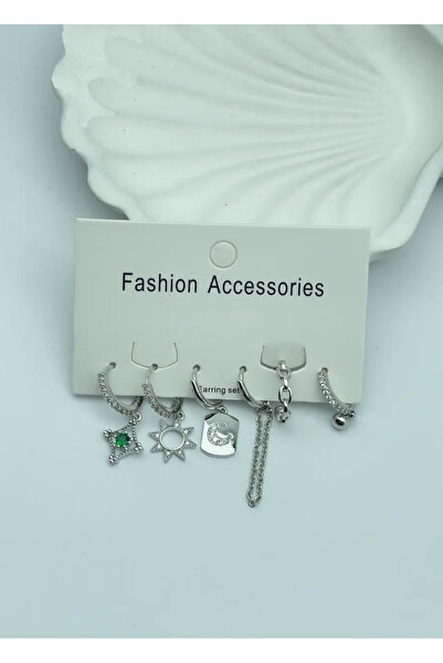 BİJU YILMAZ Vip Silver 6-Piece Earrings - 25-Vip113