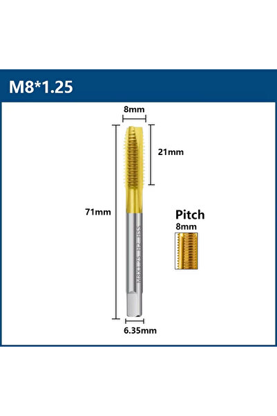 Choice13 مثقاب لولبي مطلي بالتيتانيوم من الفولاذ عالي السرعة XCAN M8x1.25، ذو...