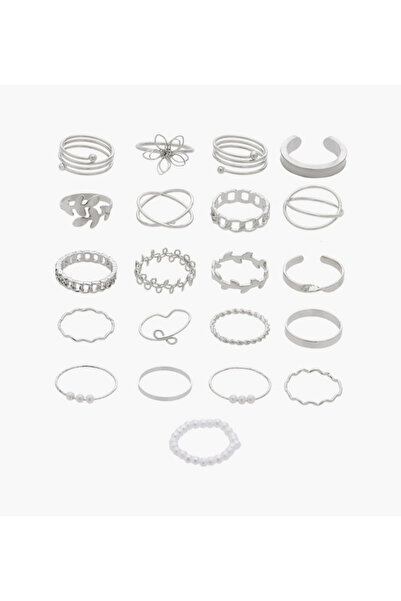 Lifestyle عبوة من 21 خاتمًا معدنيًا متنوعًا من الزركونيا المكعبة