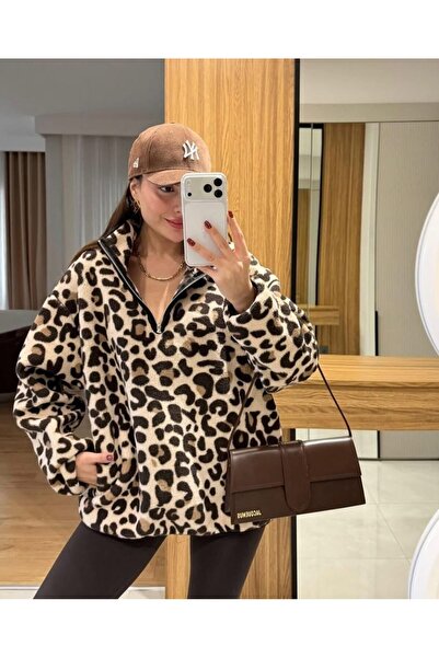 GIZILCA Leopar Polar Sweatshirt