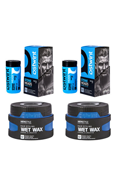 Ostwint Pack of 2x Hard Powder volume powder 20g, 2x 02 glossy hair wax 150ml