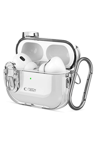 Tech-Protect Λεπτή θήκη με γάντζο για Apple AirPods Pro/Pro 2 - Διαφανής