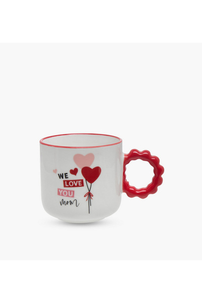 Lifestyle Slogan Print Bone China Mug with Twisted Handle - 320 ml