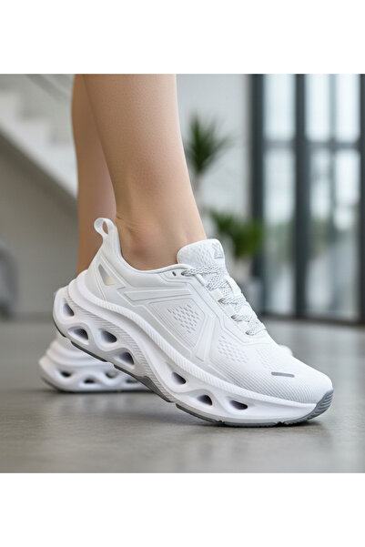 stato أحذية كومفورت وايت آند جراي النسائية للمشي والجري