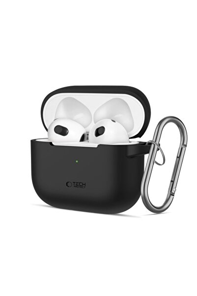 Tech-Protect Husă din silicon cu cârlig pentru Apple AirPods 3 - Neagră