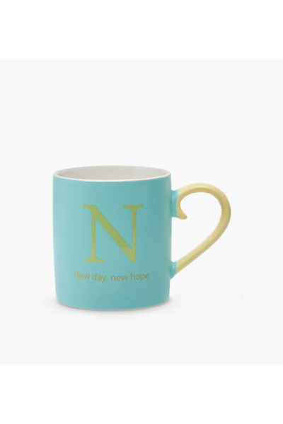 Lifestyle Slogan Print Bone China Mug with Initial N