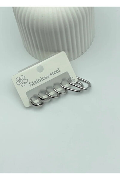 BİJU YILMAZ Steel Silver 6-Piece Hoop Earrings - 25-Clk53