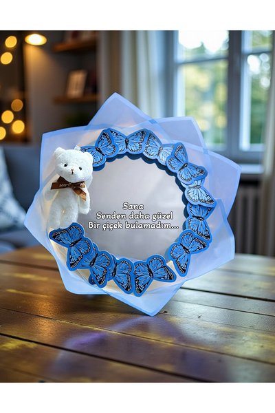 Zemtigo Led Işıklı Ayıcıklı Aynalı Kelebek Buketi Sana Senden Daha Güzel Bir ...