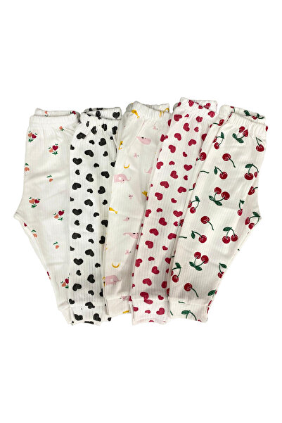 TWOO KİDS Kız Bebek 5'li Desenli Ribanalı Pijama Altı Pamuklu