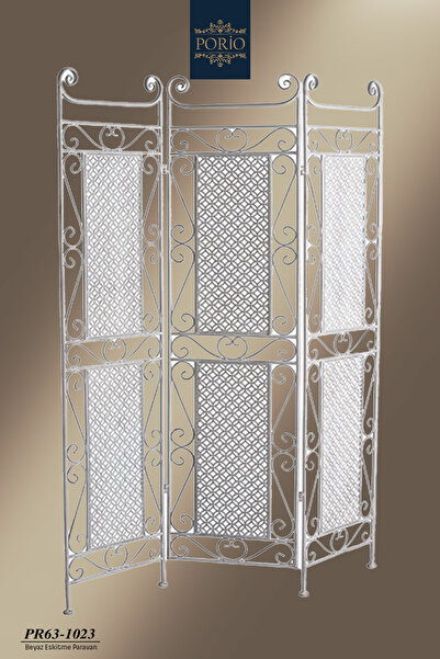 Porio Ferforje Eskitme Metal 3 Kanatlı 183*45 Oda Ayırıcı Seperatör Ayaklı Ka...