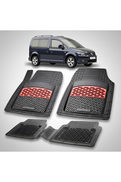 TEAMCAR Covorașe tip tavă compatibile cu Volkswagen Caddy 2010-2015, roșu