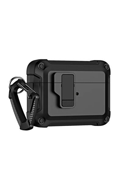 OEM Carcasă Pro Armor cu carabină pentru Apple AirPods 4 - Neagră