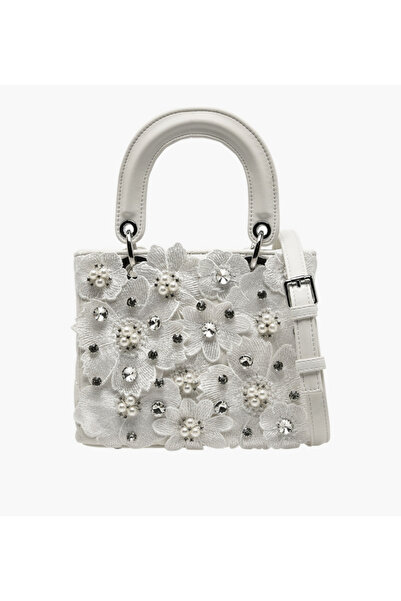 SASHA Floral Applique Crossbody Bag with Detachable Strap