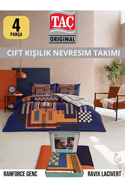 Taç Ravix Navy Blue Ranforce Young Fashion Double Duvet Cover Set