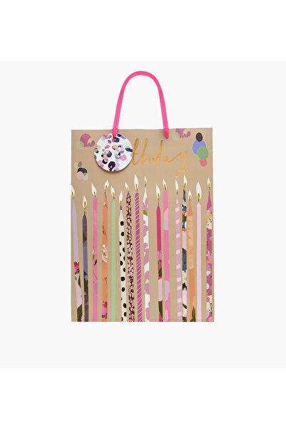 Lifestyle حقيبة هدايا ورقية مطبوعة عليها صورة عيد ميلاد - كبيرة