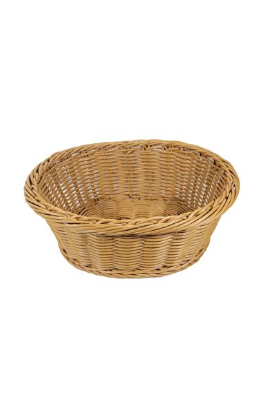 Globy Rattan Woven Plastic Oval Open Buffet Bread Basket, Bread Basket 43X36 cm