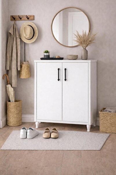 TETTO ELAGANTE ZADE 3 Raflı 2 Kapaklı Ayakkabılık Çok Amaçlı Dolap Ayakkabı D...