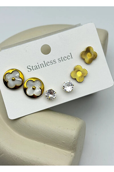 BİJU YILMAZ Steel gold 6-piece earring set - 25-clk25