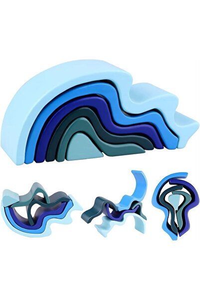 Arabest مكعبات بناء ريبل ستاكر - للأطفال - خالية من مادة BPA - سهلة التنظيف