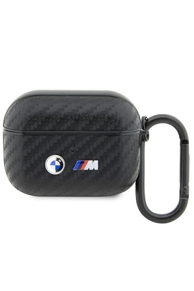 BMW Carbon Double Metal Logo Case for Apple AirPods Pro, Black