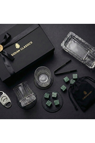 Obsidian Classics Viski Bardağı ve Puro Aksesuar Seti – Krsital küllük ve Vis...