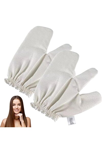 Arabest قفازات من الحرير الخام لتقشير الجسم - قفازات تدليك طبيعية مع معصم مطا...